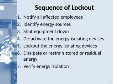 Slide 5: Sequence of Lockout