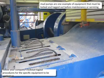 Slide 7: mud pumps are one example of equipment that must be locked and tagged out before…