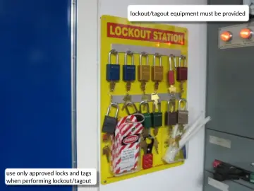 Slide 8: lockout/tagout equipment must be provided