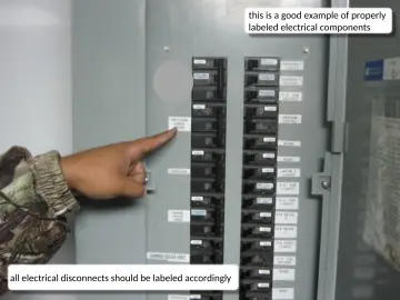 Slide 16: this is a good example of properly labeled electrical components