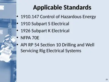 Slide 25: Applicable Standards