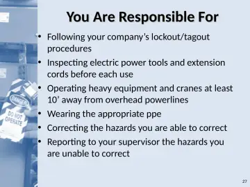Slide 27: You Are Responsible For