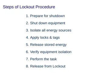 Slide 20: Steps of Lockout Procedure