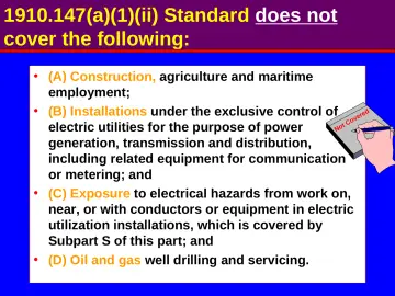 Slide 14: 1910.147(a)(1)(ii) Standard does not cover the following: