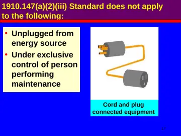 Slide 17: 1910.147(a)(2)(iii) Standard does not apply to the following: