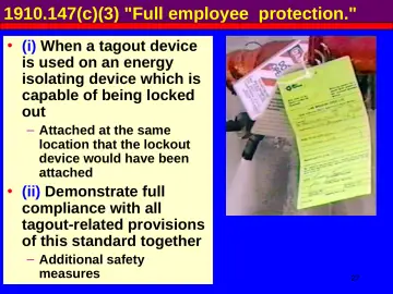Slide 27: 1910.147(c)(3) "Full employee protection."