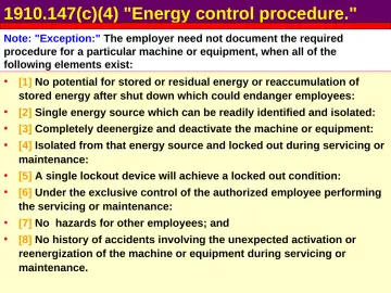 Slide 29: 1910.147(c)(4) "Energy control procedure."