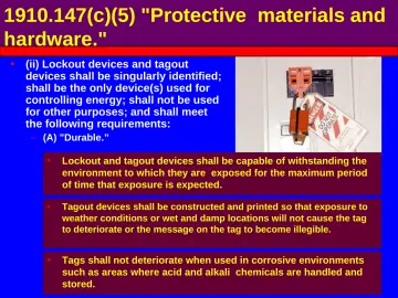 Slide 33: 1910.147(c)(5) "Protective materials and hardware."