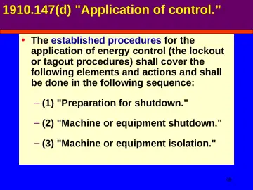Slide 49: 1910.147(d) "Application of control.”