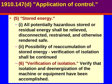 Slide 51: 1910.147(d) "Application of control.”