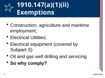 Slide 3: 1910.147(a)(1)(ii) Exemptions