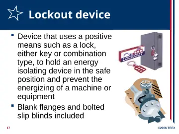 Slide 17: Lockout device
