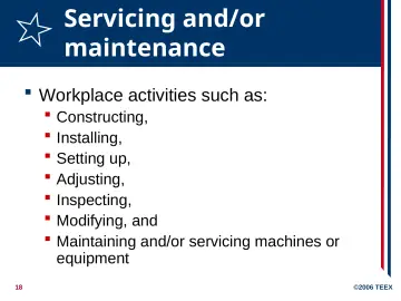 Slide 18: Servicing and/or maintenance