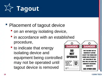 Slide 19: Tagout