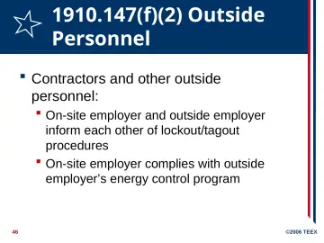 Slide 46: 1910.147(f)(2) Outside Personnel