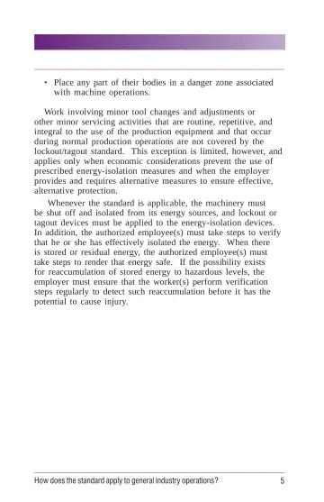 Page 11: Place any part of their bodies in a danger zone associated with machine operations.