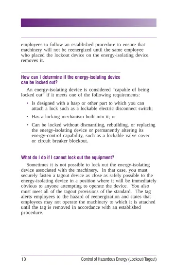 Page 16: How can I determine if the energy-isolating device can be locked out?