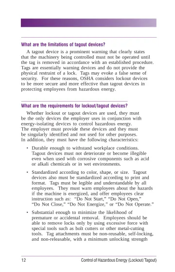 Page 18: What are the limitations of tagout devices?