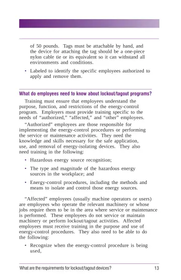 Page 19: What do employees need to know about lockout/tagout programs?