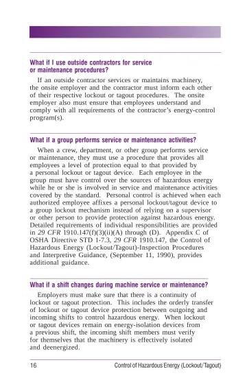 Page 22: What if I use outside contractors for service or maintenance procedures?