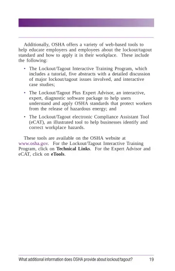 Page 25: Additionally, OSHA offers a variety of web-based tools to help educate employers and…