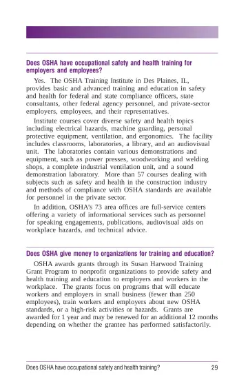 Page 35: Does OSHA have occupational safety and health training for employers and employees?