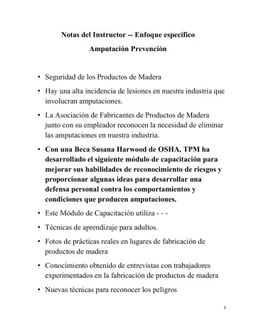 Page 1: Notas del Instructor -- Enfoque específico
