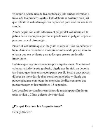 Page 7: voluntario desate una de los cordones y jale ambos extremos a través de los primeros…