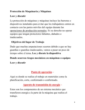 Page 8: Protección de Maquinaria y Máquinas