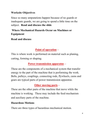 Page 8: Worksite Objectives