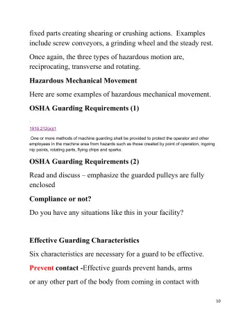 Page 10: fixed parts creating shearing or crushing actions. Examples include screw conveyors, a…