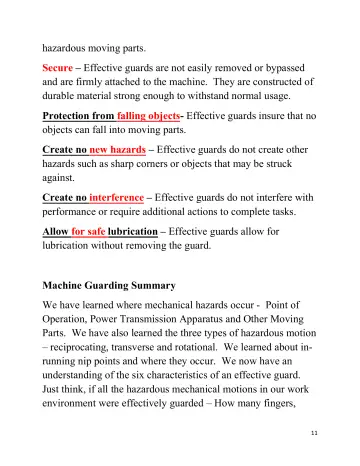 Page 11: hazardous moving parts.