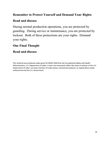 Page 16: Remember to Protect Yourself and Demand Your Rights