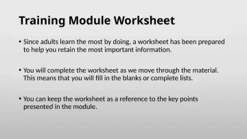 Slide 4: Training Module Worksheet