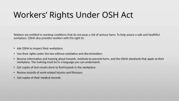 Slide 38: Workers’ Rights Under OSH Act