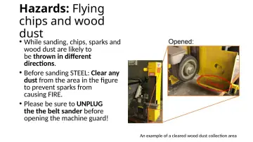 Slide 12: Hazards: Flying chips and wood dust