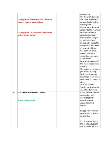 Page 8: Safety Note: Make sure that the work area is clear of obstructions.