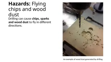 Slide 12: Hazards: Flying chips and wood dust