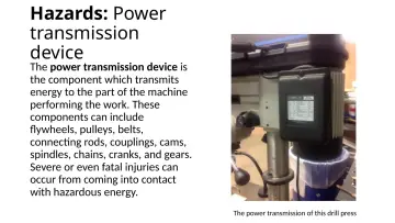 Slide 13: Hazards: Power transmission device