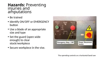 Slide 14: Hazards: Preventing injuries and amputations