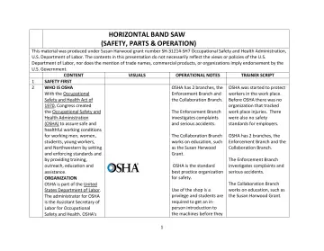 Page 1: HORIZONTAL BAND SAW (SAFETY, PARTS & OPERATION)