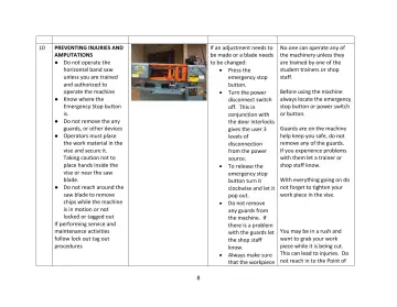 Page 8: PREVENTING INJURIES AND AMPUTATIONS