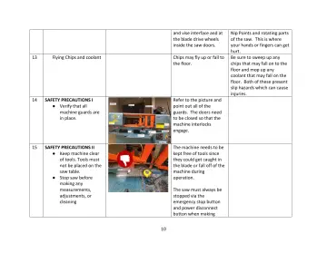 Page 10: and vise interface and at the blade drive wheels inside the saw doors.