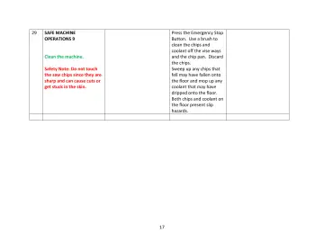 Page 17: SAFE MACHINE OPERATIONS 9