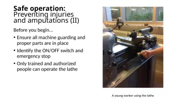 Slide 17: Safe operation: Preventing injuries and amputations (II)