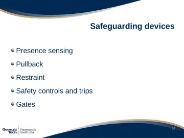Slide 17: Safeguarding devices
