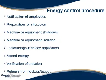 Slide 78: Energy control procedure