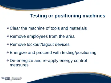Slide 83: Testing or positioning machines