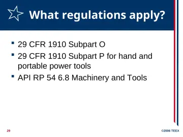 Slide 29: What regulations apply?
