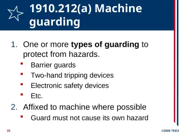 Slide 33: 1910.212(a) Machine guarding